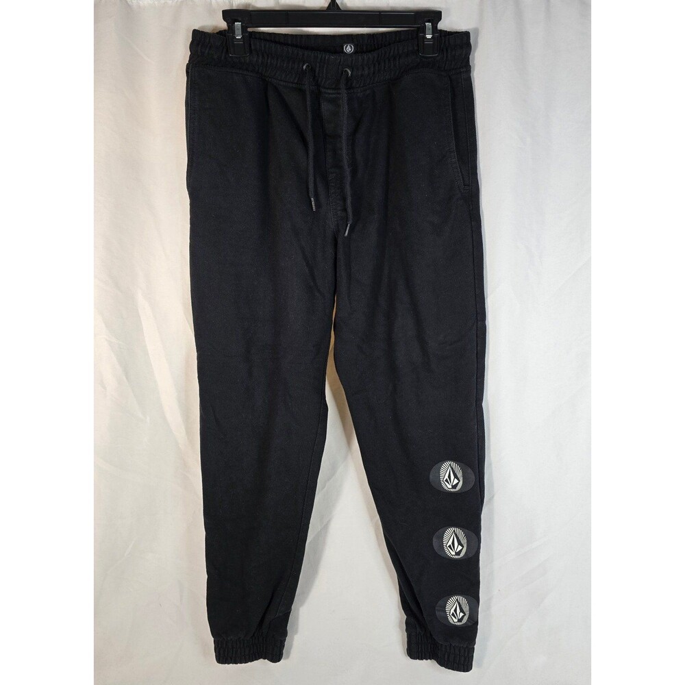 Volcom Menโs Iconic Stone Fleece Joggers Black Sweatpants Size Large